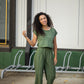 Katie Handwoven Cotton Crop Set in Green Check - S Full Set Left