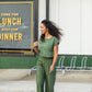 Katie Handwoven Cotton Crop Set in Green Check - S Full Set Left