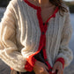 Agnes Mohair Cardigan in Natural White and Red Made to Order