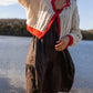 Agnes Mohair Cardigan in Natural White and Red Made to Order