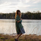 Paige Handwoven Cotton Relaxed Shirt Dress in Green Check Made to Order