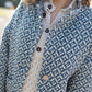 Portuguese Wool Pieper Coat in Midnight Blue Diamond Weave Made to Order