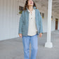 Portuguese Wool Pieper Coat in Midnight Blue Diamond Weave Made to Order