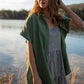 Paige Handwoven Cotton Relaxed Shirt Dress in Green Check Made to Order