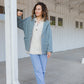 Portuguese Wool Pieper Coat in Midnight Blue Diamond Weave Made to Order