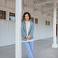 Portuguese Wool Pieper Coat in Midnight Blue Diamond Weave Made to Order