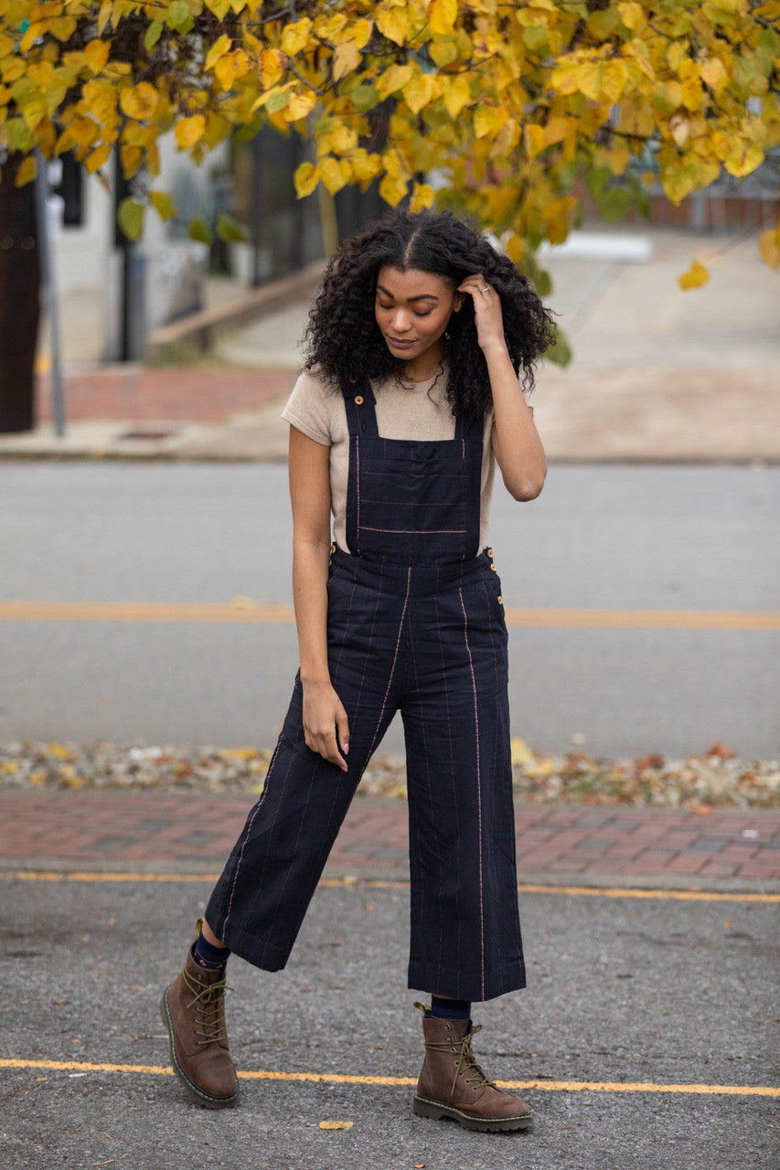Dilsi Handwoven Cotton Overalls in Navy - M