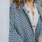 Portuguese Wool Pieper Coat in Midnight Blue Diamond Weave Made to Order
