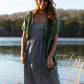 Paige Handwoven Cotton Relaxed Shirt Dress in Green Check Made to Order