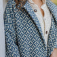 Portuguese Wool Pieper Coat in Midnight Blue Diamond Weave Made to Order