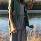Paige Handwoven Cotton Relaxed Shirt Dress in Green Check Made to Order