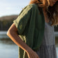 Paige Handwoven Cotton Relaxed Shirt Dress in Green Check Made to Order
