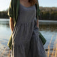 Paige Handwoven Cotton Relaxed Shirt Dress in Green Check Made to Order