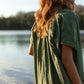 Paige Handwoven Cotton Relaxed Shirt Dress in Green Check Made to Order