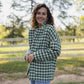 Portuguese Wool Pieper Coat in Sage/Slate and Cream Check Made to Order