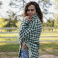 Portuguese Wool Pieper Coat in Sage/Slate and Cream Check Made to Order