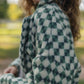 Portuguese Wool Pieper Coat in Sage/Slate and Cream Check Made to Order