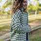 Portuguese Wool Pieper Coat in Sage/Slate and Cream Check Made to Order