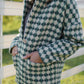 Portuguese Wool Pieper Coat in Sage/Slate and Cream Check Made to Order