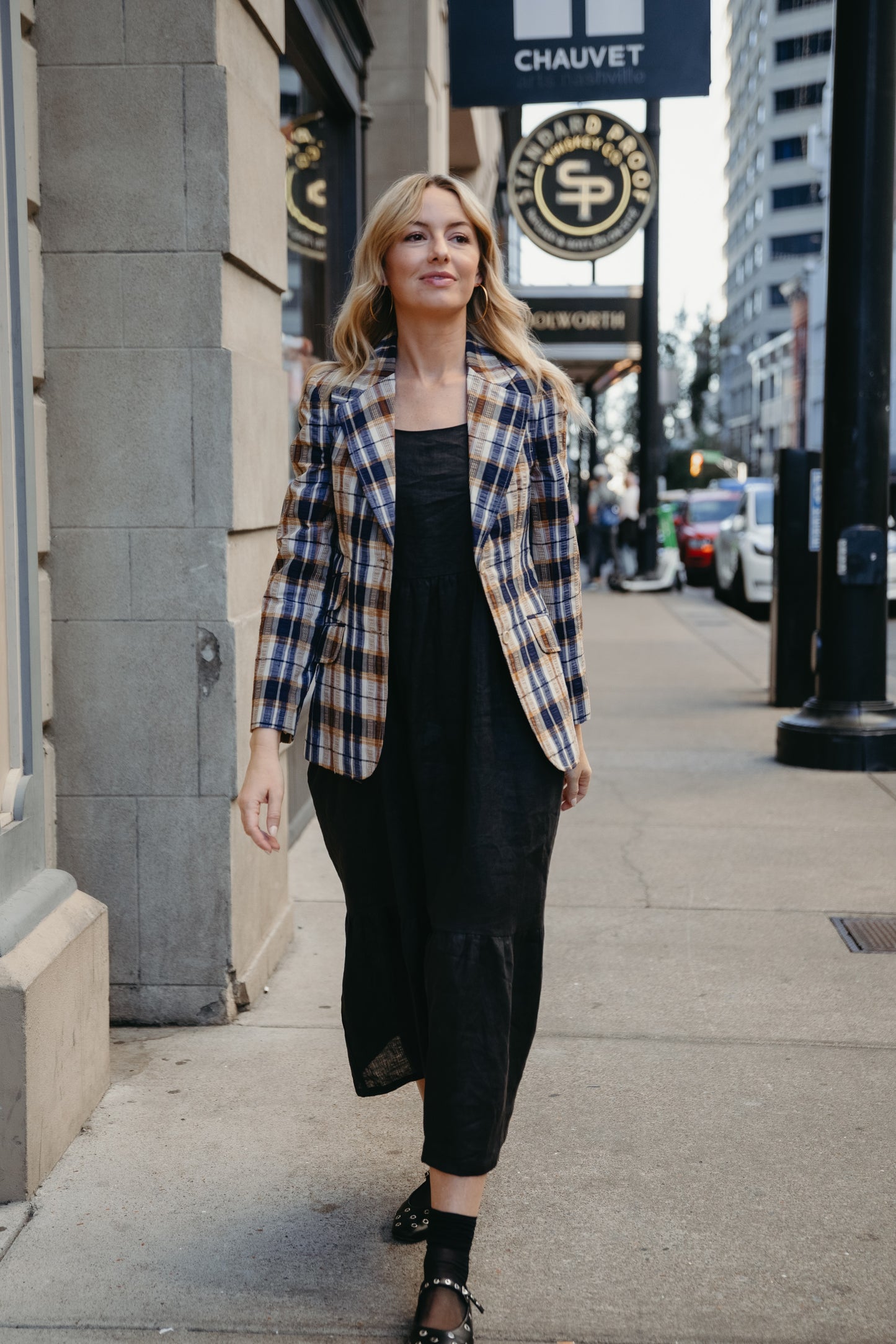 Long Lena Tiered Linen Dress in Dark Brown