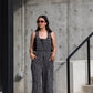 Dilsi Handwoven Cotton Overalls in Black and White - XS and XL Left