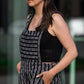 Dilsi Handwoven Cotton Overalls in Black and White - XS and XL Left