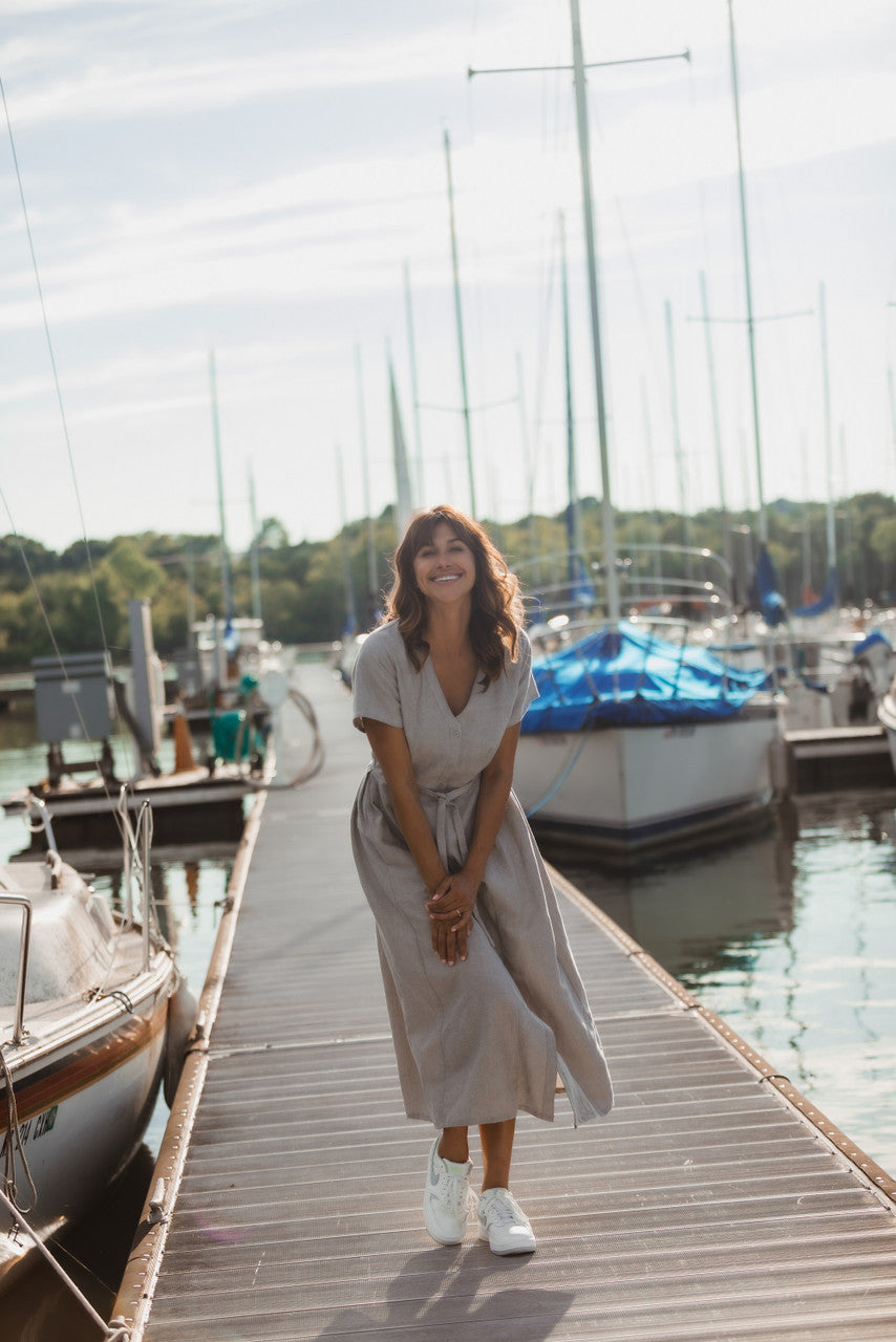 June Dress in Beige Linen Made to Order