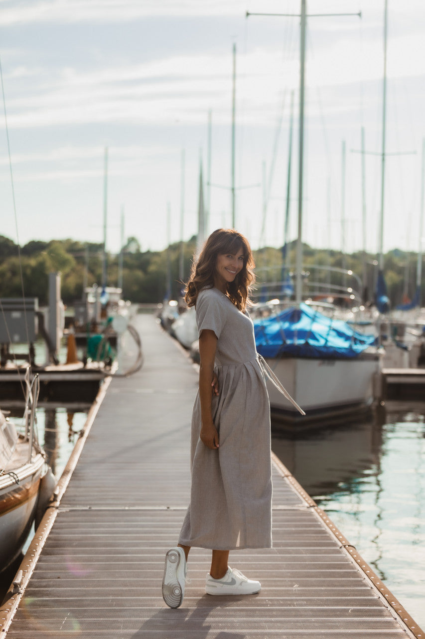 June Dress in Beige Linen Made to Order