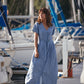 June Dress in Light Blue Linen/Cotton