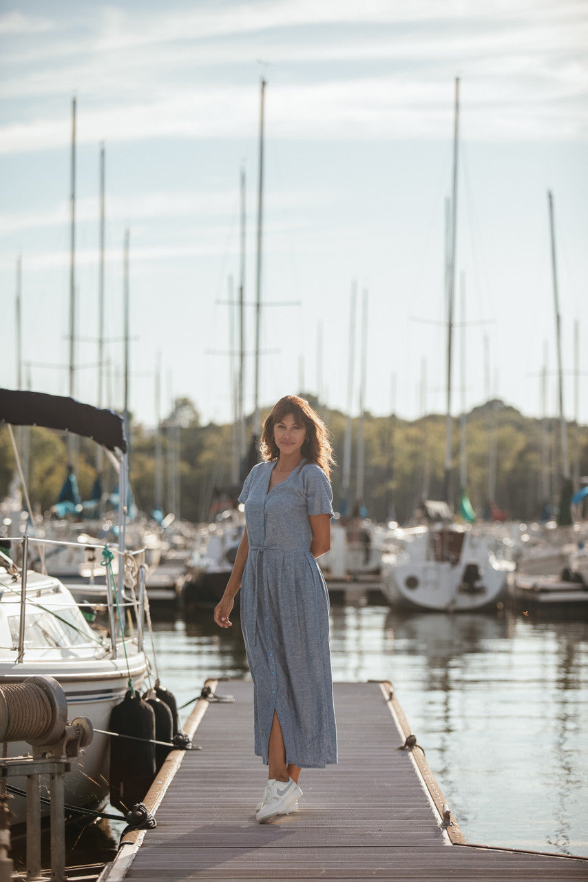 June Dress in Light Blue Linen/Cotton LizAlig June Dress in Light Blue Linen/Cotton LizAlig