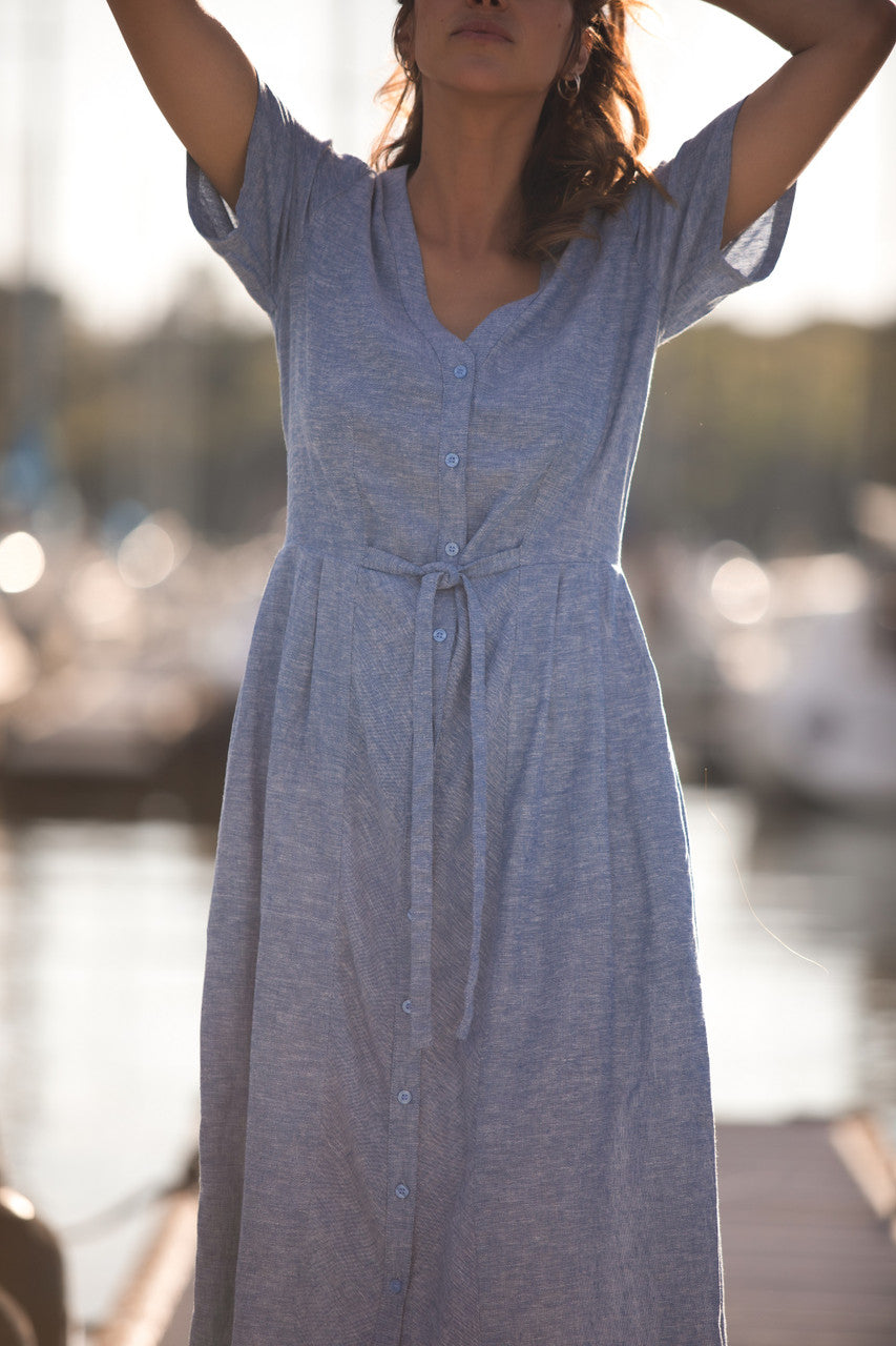 June Dress in Light Blue Linen/Cotton LizAlig June Dress in Light Blue Linen/Cotton LizAlig