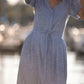 June Dress in Light Blue Linen/Cotton