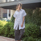 Paige Handwoven Cotton Relaxed Shirt Dress in Blue and White Pin-Stripe Made to Order