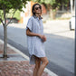 Paige Handwoven Cotton Relaxed Shirt Dress in Blue and White Pin-Stripe Made to Order