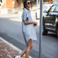 Paige Handwoven Cotton Relaxed Shirt Dress in Blue and White Pin-Stripe Made to Order