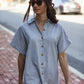 Paige Handwoven Cotton Relaxed Shirt Dress in Blue and White Pin-Stripe Made to Order