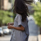 Paige Handwoven Cotton Relaxed Shirt Dress in Blue and White Pin-Stripe Made to Order