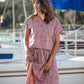 Claudia Skirt Set in Mauve Paint Print - L Shirt Left