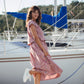 Claudia Skirt Set in Mauve Paint Print - L Shirt Left
