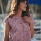 Claudia Skirt Set in Mauve Paint Print - L Shirt Left