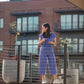 Katie Handwoven Cotton Periwinkle and Silver Separates - M Cropped Pants