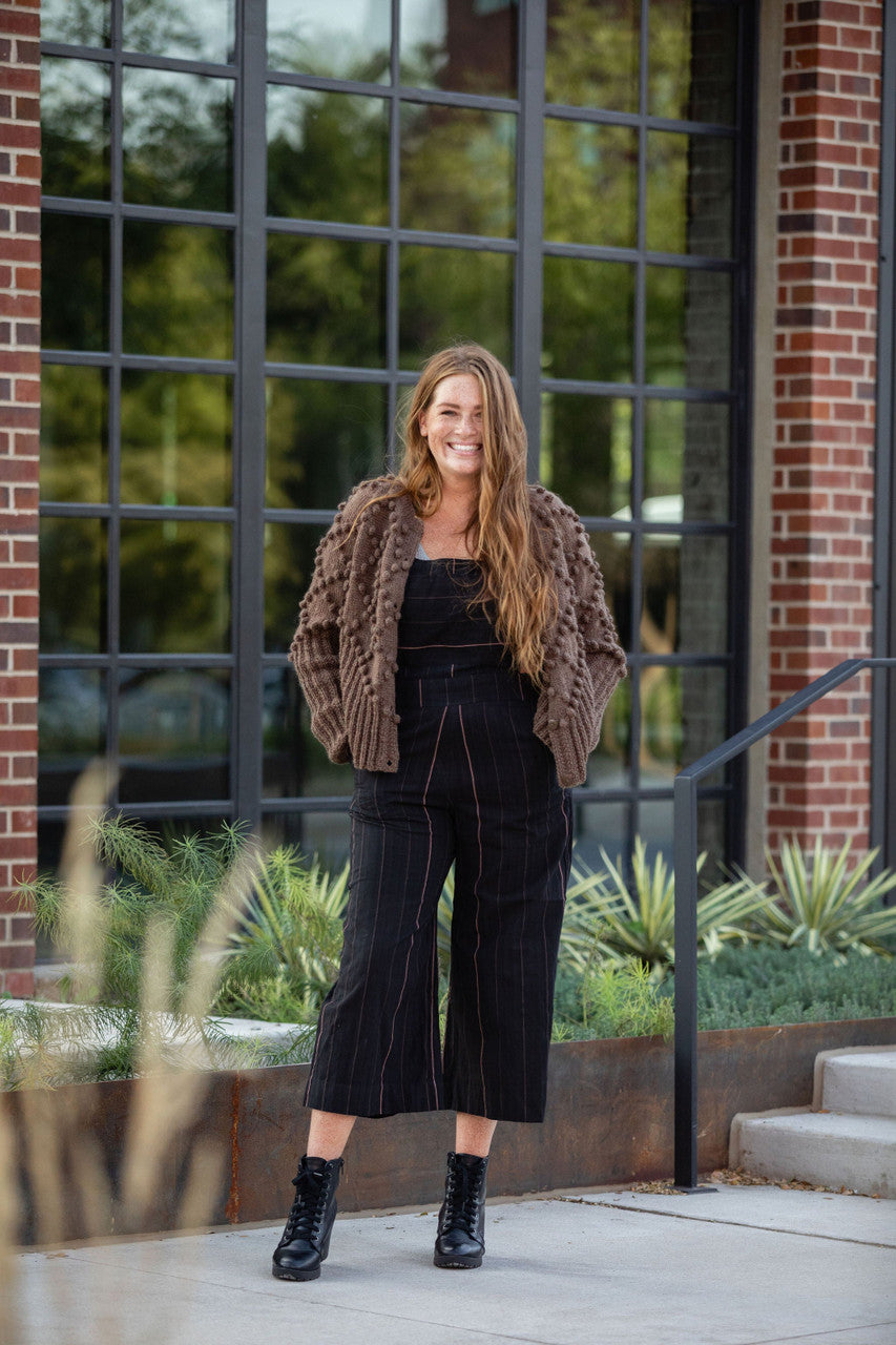 Dilsi Handwoven Cotton Overalls in Black and White - XS and XL Left