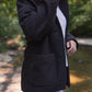 Portuguese Wool Pieper Coat in Black and Brown Herringbone - L and XL Left