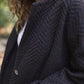 Portuguese Wool Pieper Coat in Black and Brown Herringbone - L and XL Left