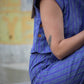 Katie Handwoven Cotton Periwinkle and Silver Separates - M Cropped Pants