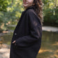 Portuguese Wool Pieper Coat in Black and Brown Herringbone - L and XL Left