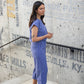 Katie Handwoven Cotton Periwinkle and Silver Separates - M Cropped Pants
