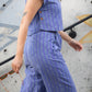 Katie Handwoven Cotton Periwinkle and Silver Separates - M Cropped Pants
