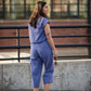 Katie Handwoven Cotton Periwinkle and Silver Separates - M Cropped Pants