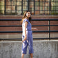 Katie Handwoven Cotton Periwinkle and Silver Separates - M Cropped Pants